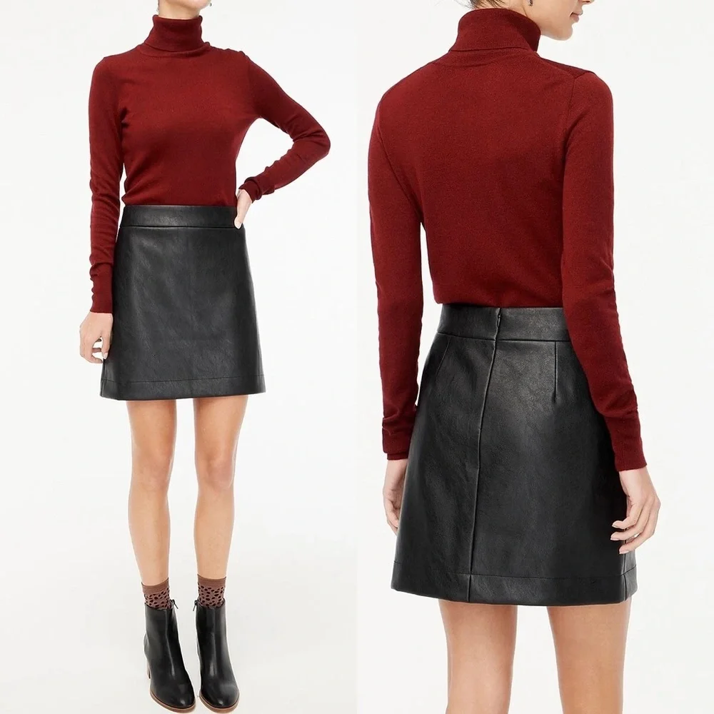 J. CREW 17” Black Faux Leather Mini Skirt